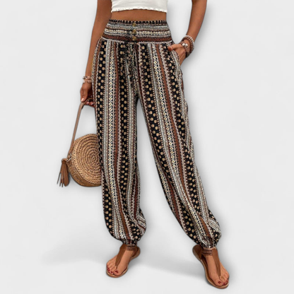Carla | Pantaloni Donna Taglia Elastico Stampa Casual
