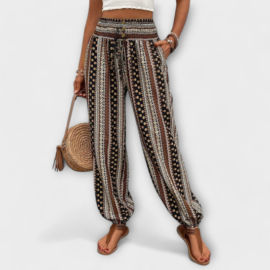 Carla | Pantaloni Donna Taglia Elastico Stampa Casual
