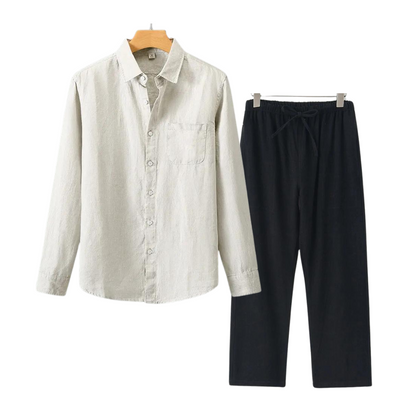 Ernesto | Completo camicia a maniche lunghe e pantaloni con coulisse da uomo