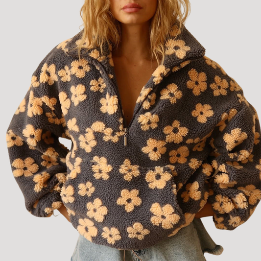 Tiziana | Pull Donna Floreale Mezzo-Zip