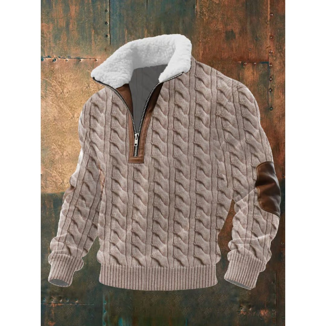 Paride | Maglione con collo alto, zip e collo in pile da uomo