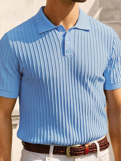 Adriano | Polo in maglia a coste con bottoni da uomo