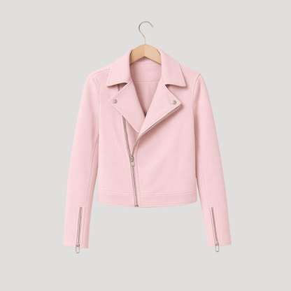 Anne Sophie | Giacca Biker Corto Donna con Zip Asimmetrica