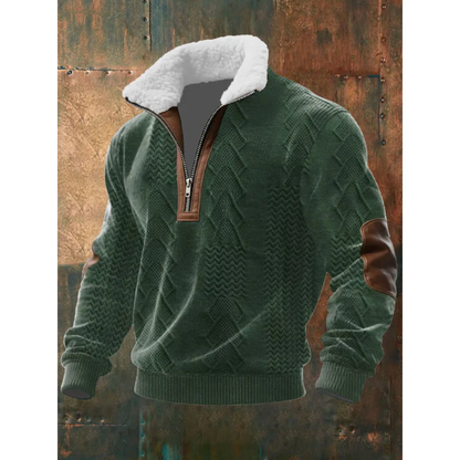 Paride | Maglione con collo alto, zip e collo in pile da uomo