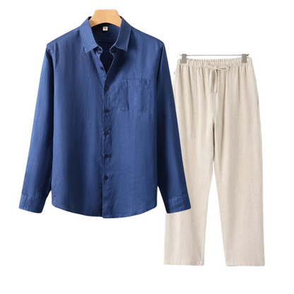 Ernesto | Completo camicia a maniche lunghe e pantaloni con coulisse da uomo