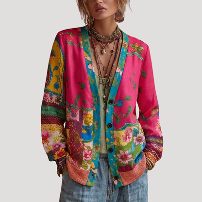 Anna Laura | Cardigan Donna Fiori Ricamati Bottonato