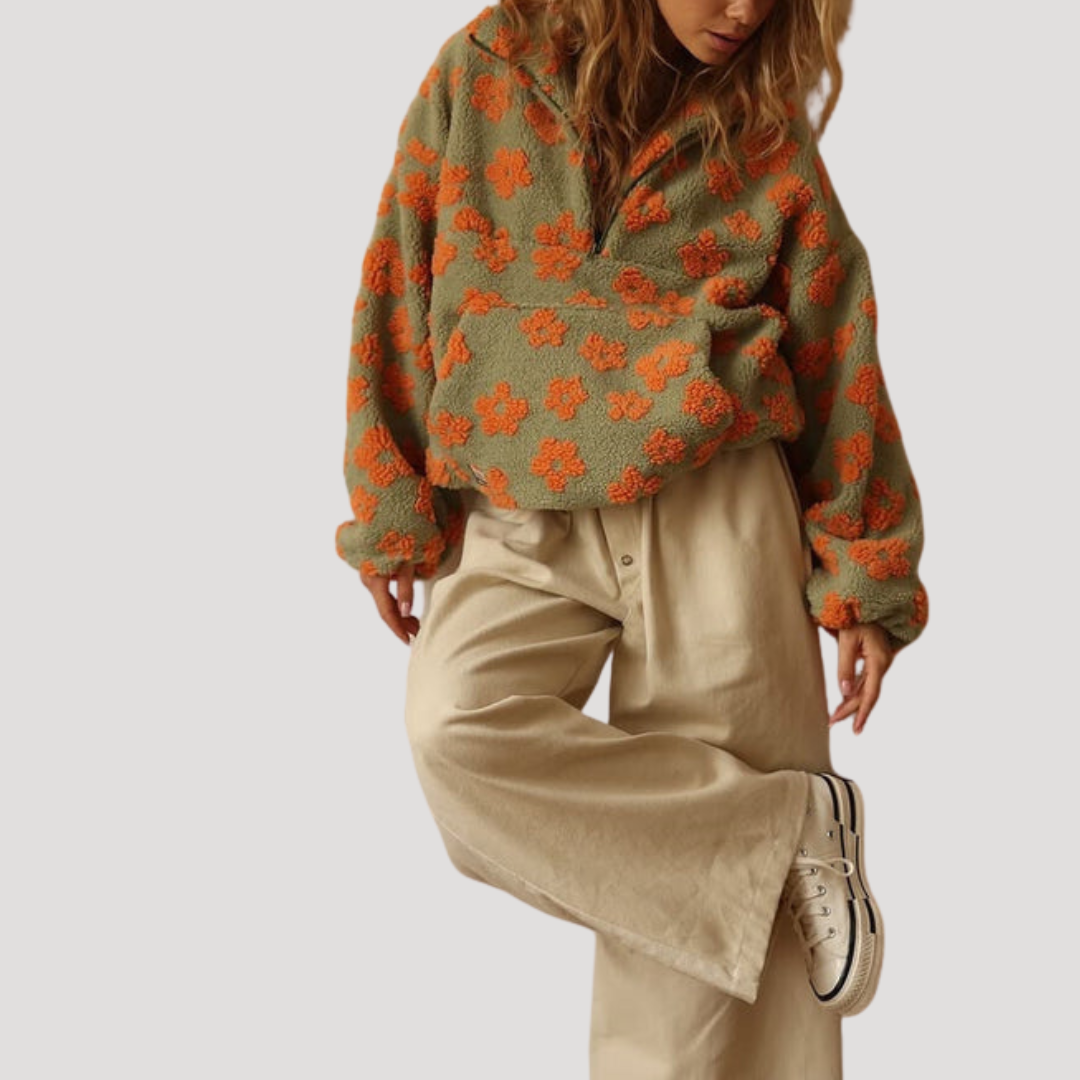 Tiziana | Pull Donna Floreale Mezzo-Zip