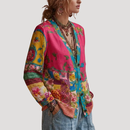 Anna Laura | Cardigan Donna Fiori Ricamati Bottonato