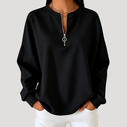 Aurelia | Pull Donna Zip Maniche Lunghe Taglio Casual