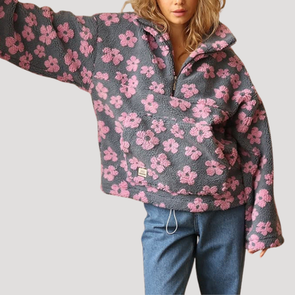 Tiziana | Pull Donna Floreale Mezzo-Zip