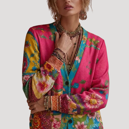 Anna Laura | Cardigan Donna Fiori Ricamati Bottonato