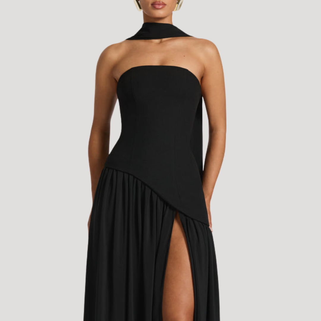 Renata | Abito lungo a bustier plissettato elegante da cerimonia