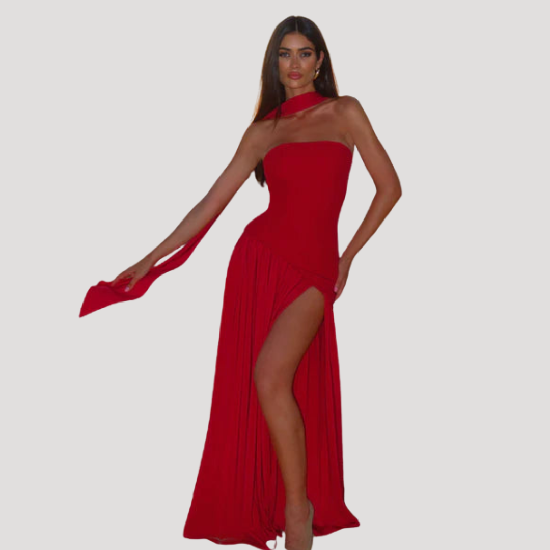 Renata | Abito lungo a bustier plissettato elegante da cerimonia