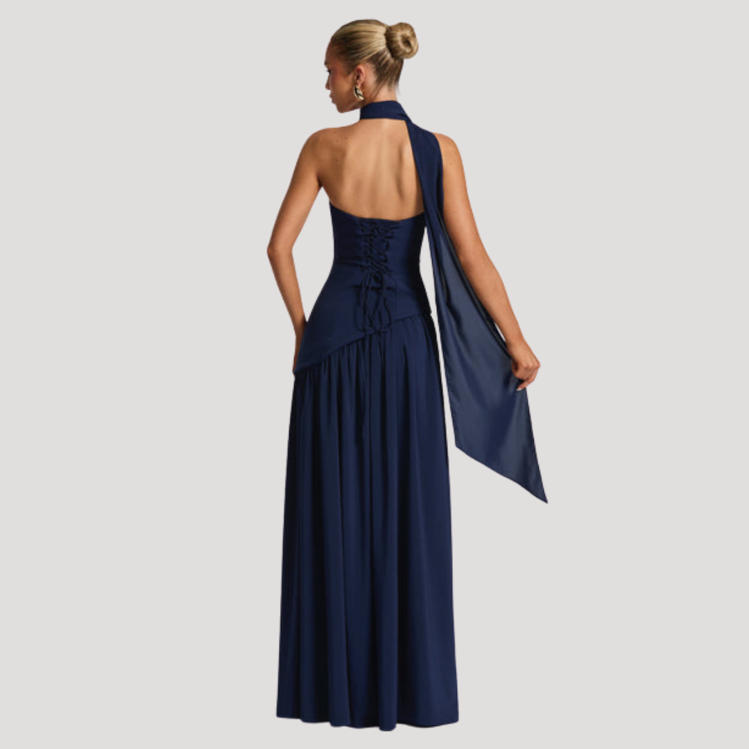 Renata | Abito lungo a bustier plissettato elegante da cerimonia