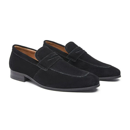 Pasquale | Mocassini penny loafer effetto camoscio sintetico da uomo