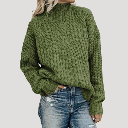 Aimee | Maglione Donna in Maglia Intrecciata con Collo Alto