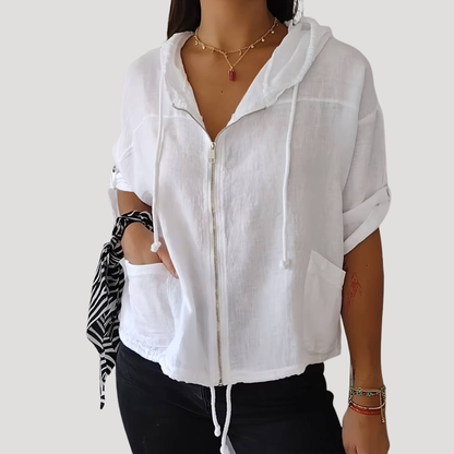 Sophie | Giacca Donna con Cappuccio Maniche Risvoltate Casual
