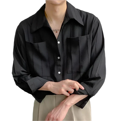 Fabio | Camicia a righe con due tasche e maniche lunghe da uomo