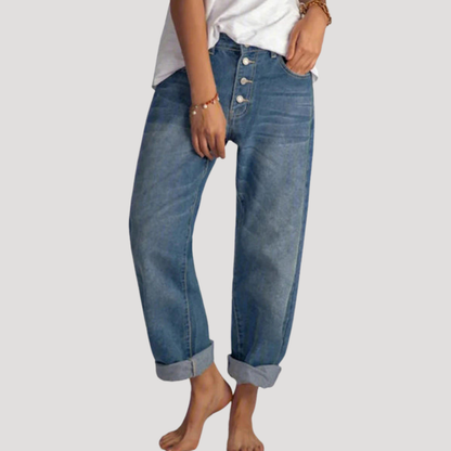 Francoise | Jeans boyfriend donna a vita alta con bottoni