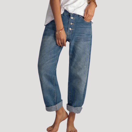 Francoise | Jeans boyfriend donna a vita alta con bottoni