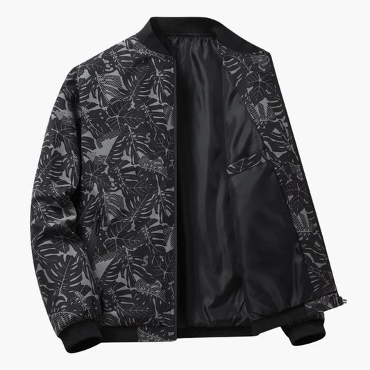 Ruggero | Bomber con stampa foglie e zip da uomo