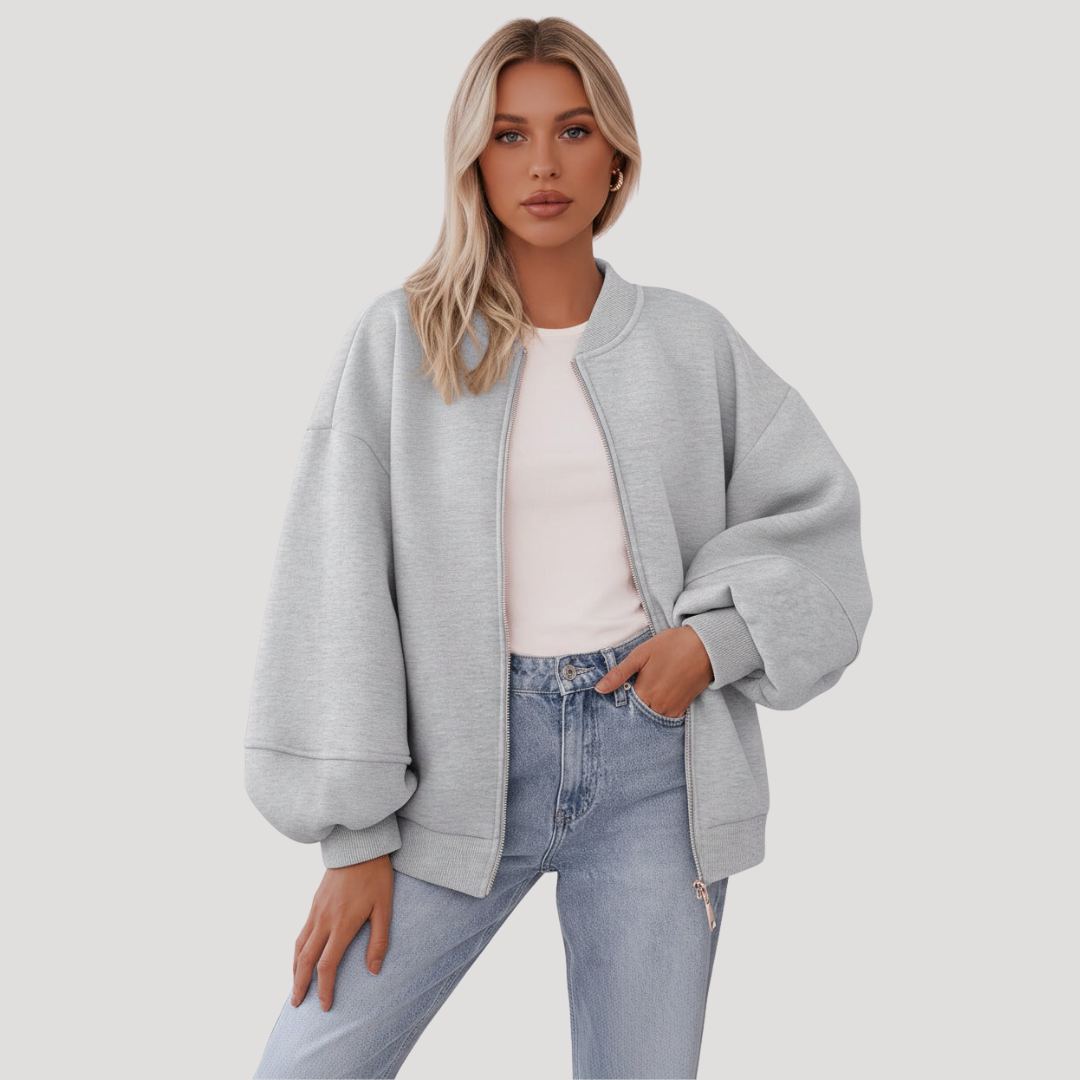 Alessandra | Giacca Bomber Oversize Donna con Chiusura Zip