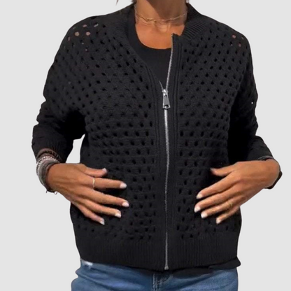 Desiree | Cardigan in Maglia Traforata con Zip per Donna