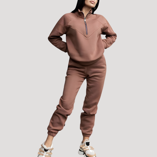 Rossella | Completo Donna Top Mezzo-Zip e Pantaloni Jogging Slim