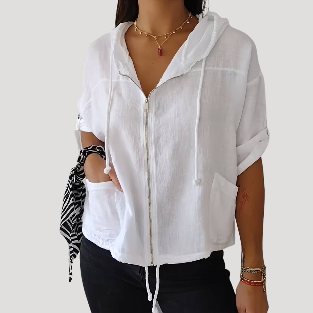 Ester | Giacca Donna con Cappuccio Maniche Risvoltate Casual