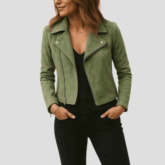 Anne Sophie | Giacca Biker Corto Donna con Zip Asimmetrica