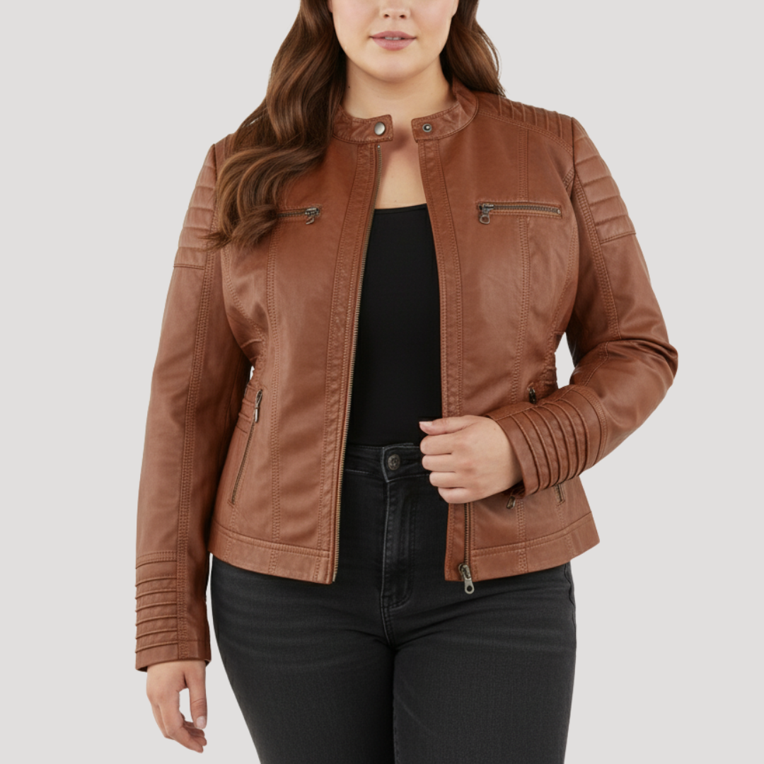 Ana | Giacca Biker Donna Slim Fit con Dettagli Zip