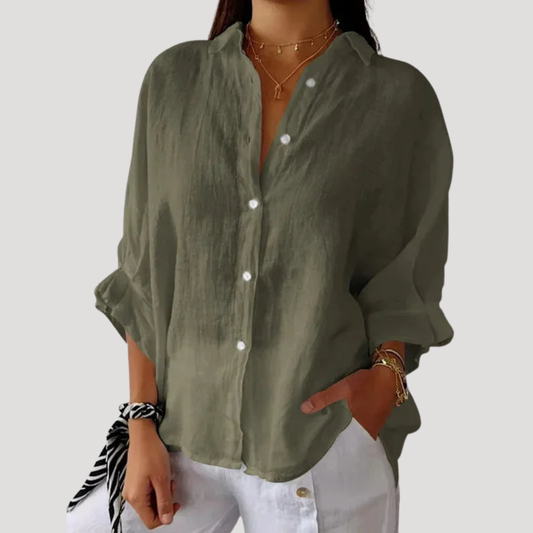 Fanny | Camicia in lino fluida e ampia con maniche lunghe