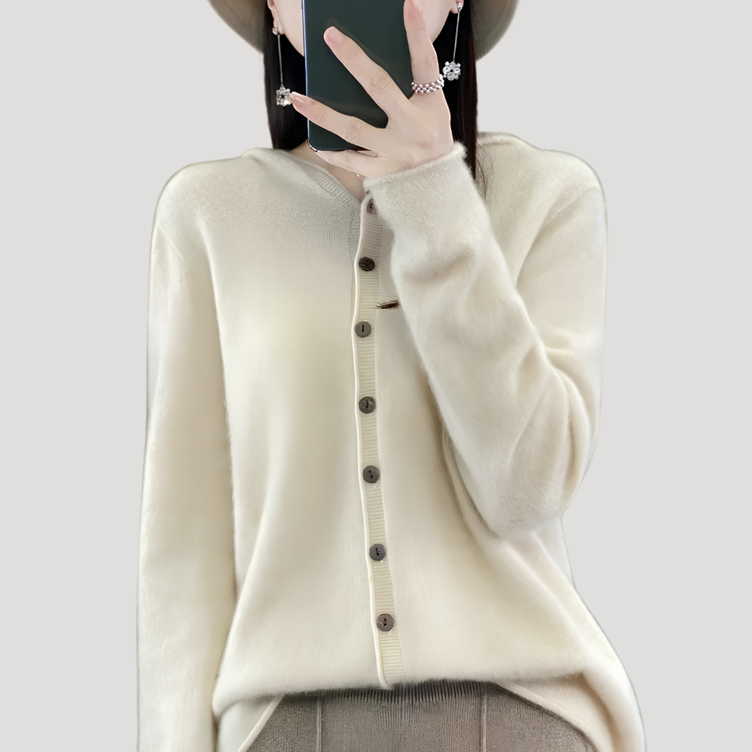 Fiona | Cardigan Donna in Maglia con Cappuccio e Bottoni