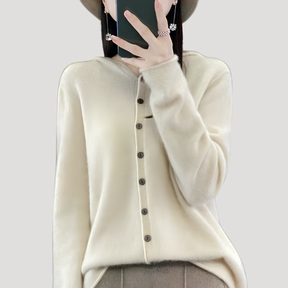 Fiona | Cardigan Donna in Maglia con Cappuccio e Bottoni