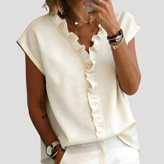 Isabel | Blusa Donna Volant Maniche Corte Elegante