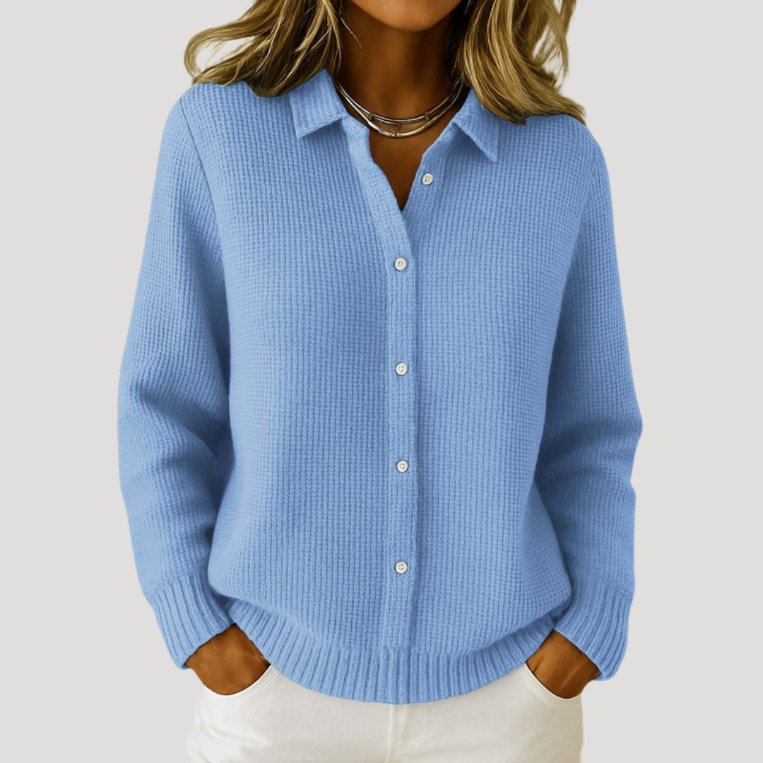 Ambra | Pullover Donna Casual Collo Camicia Maniche Lunghe