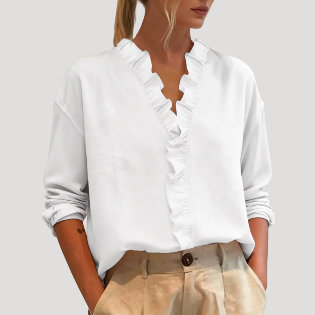 Sabine | Blusa Donna Volant Maniche Lunghe Elegante