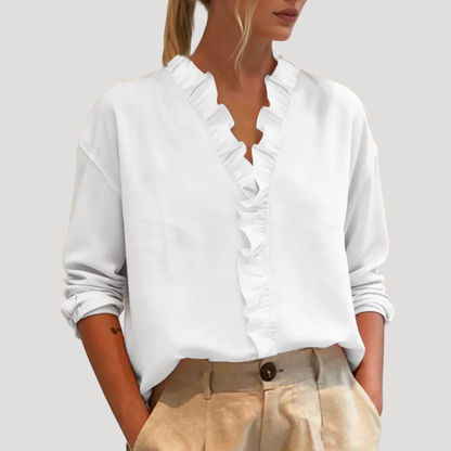 Sabine | Blusa Donna Volant Maniche Lunghe Elegante