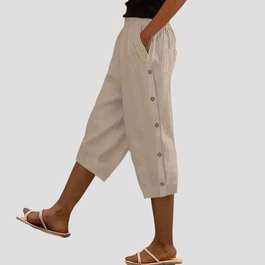 Naomi | Pantaloni donna leggeri e fluidi a gamba larga estate midi