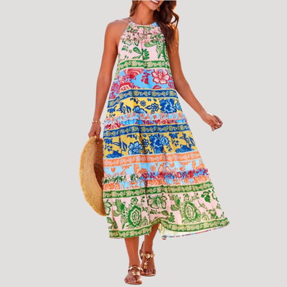 Chloe | Abito lungo bohemien stampato fluido