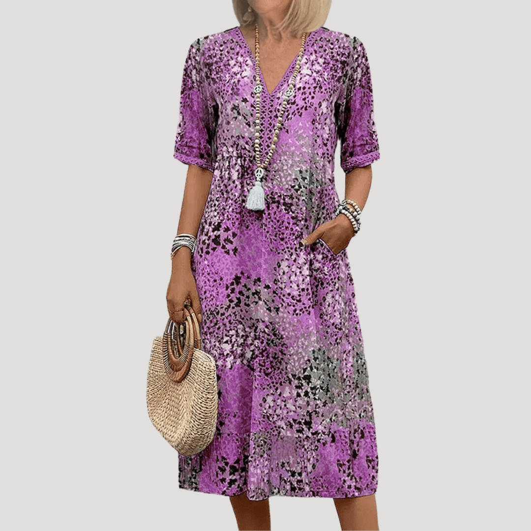 Victoria | Abito midi floreale bohémien elegante