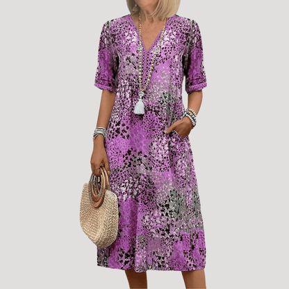 Victoria | Abito midi floreale bohémien elegante