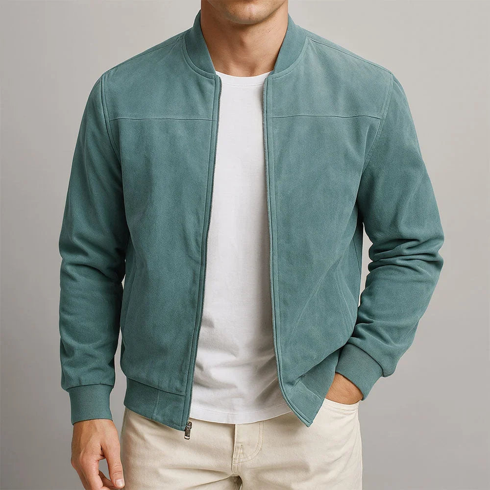 Fabrizio | Bomber in finto camoscio con zip da uomo