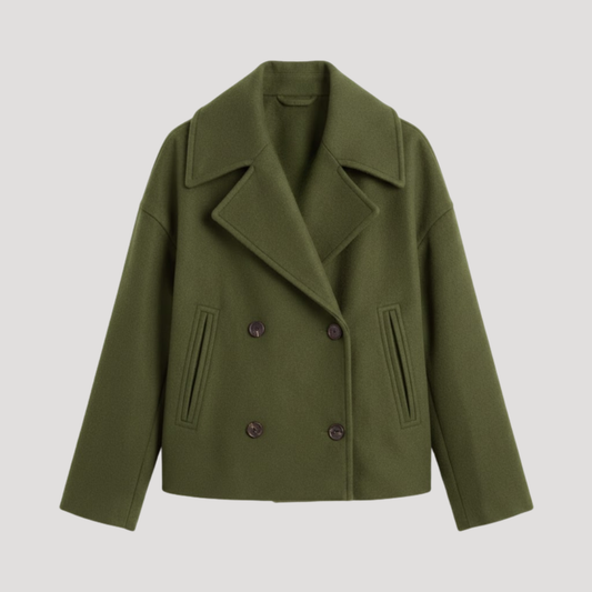 Lauren | Cappotto Donna in Lana Incrociato con Doppio Petto e Collo Scollo