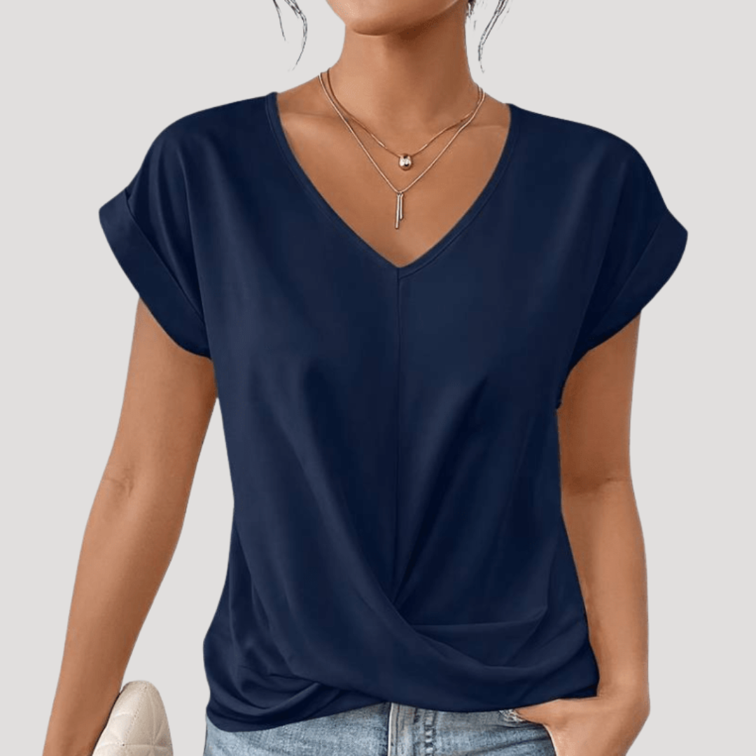 Maude | T-shirt Donna Col V Drappeggiata Fluida Estate