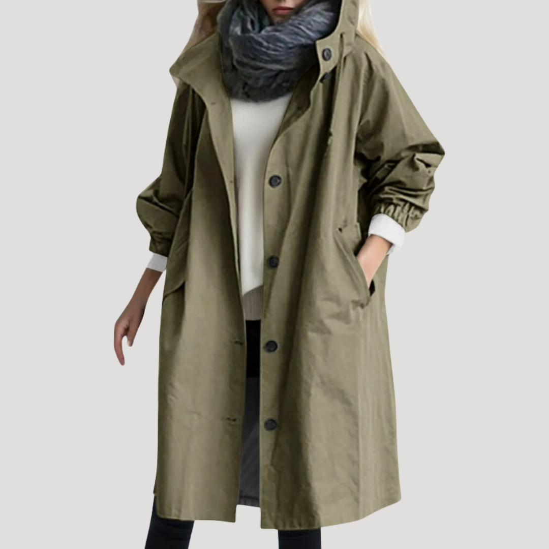 Alessia | Cappotto Donna Bottonato con Cappuccio