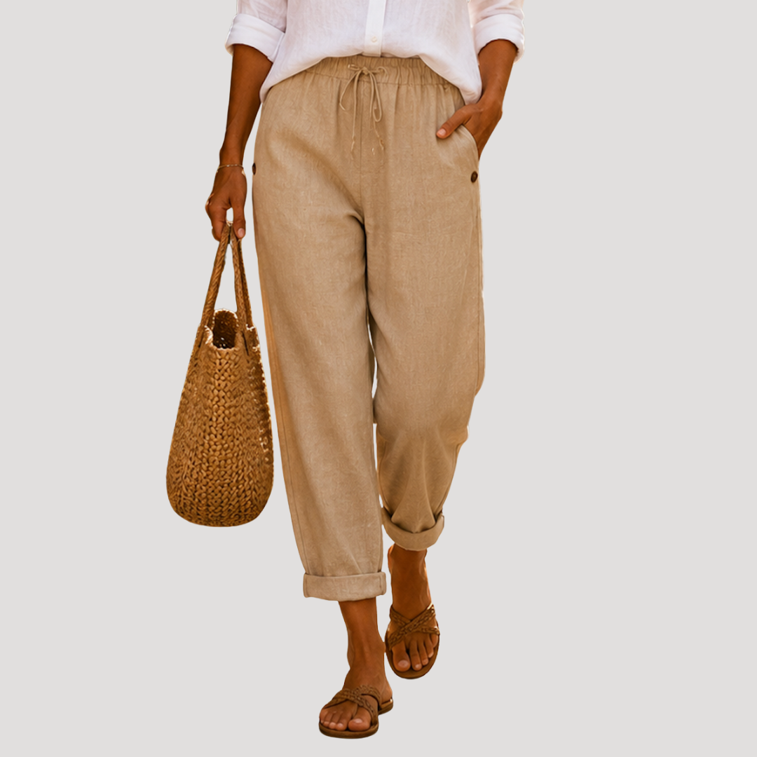 Jasmine | Pantaloni Donna Gamba Dritta Vita Regolabile Estate