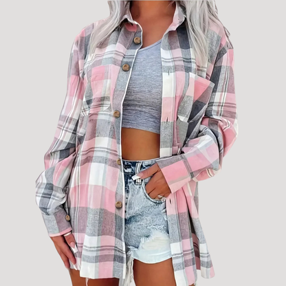 Ester | Camicia Donna a Quadri Bottonata Casual