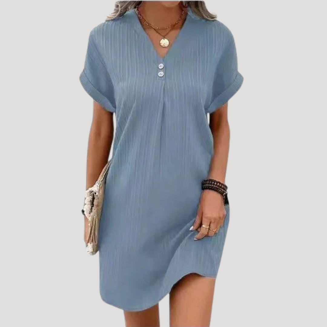 Emma | Abito Corto Donna Casual Collo a V Testurizzato