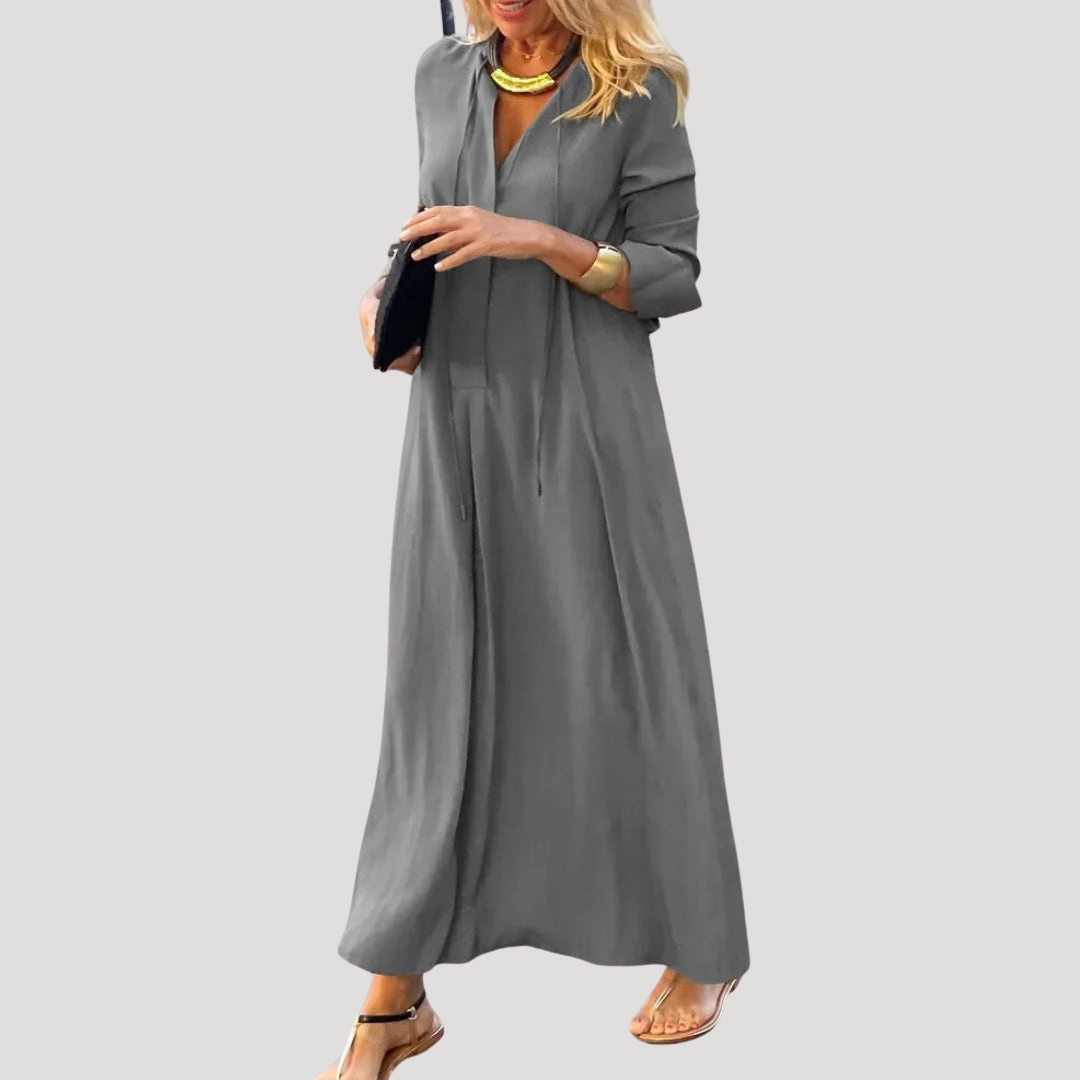 Elisa | Abito lungo fluido maniche lunghe chic